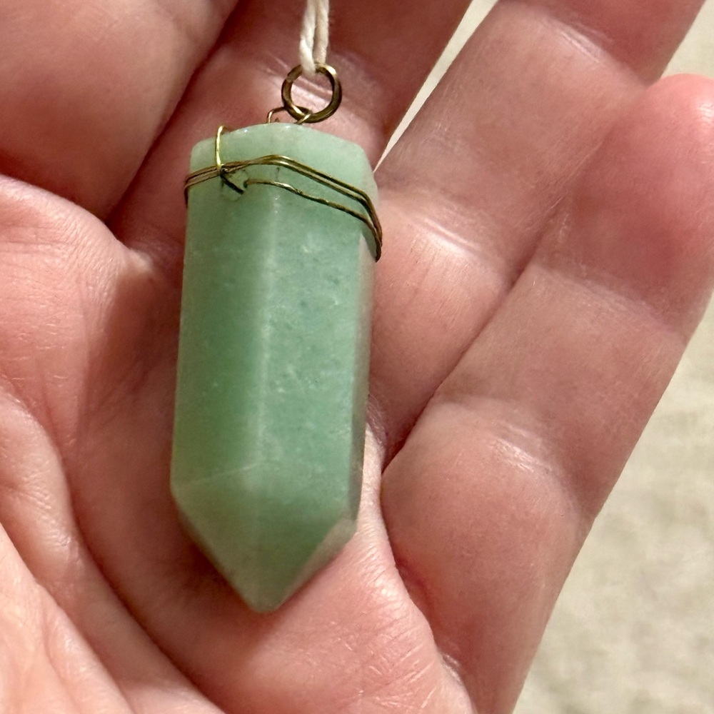 Large Aventurine Pendant with copper wire